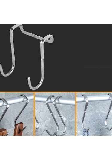 Paslanmaz Çelik Banyo İçin Askılık S Model -al4837 2 Adet Gümüş