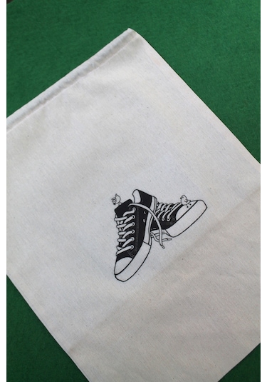 2 Adet Sport Shoes Baskılı Keten Ayakkabı Poşeti - Ayakkabı Düzen