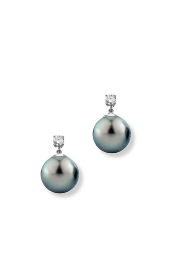 Işıltılı Tahiti İnci Taşlı Vidalı Gümüş Küpe