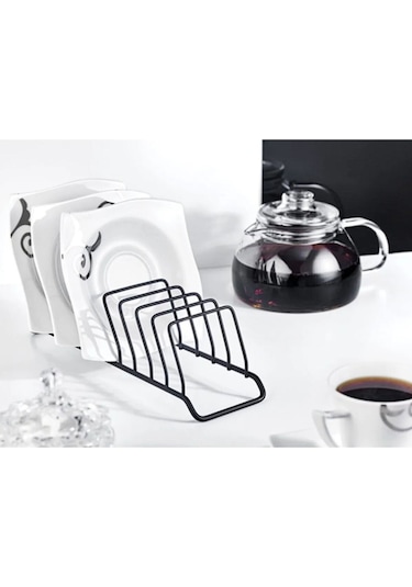 Magic Objects 9 Bölmeli Gold Tabaklık Düzenleyici - Bulaşıklık -fincan Altlığı Düzenleyici Siyah Siyah