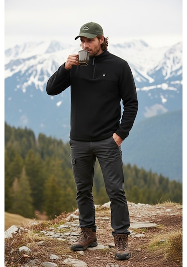Buratti Slim Fit Anti-Pilling Tüylenme Yapmayan Bato Yaka Kışlık Şardonlu Erkek Polar 5906001 Siyah Buratti Slim Fit Anti-Pilling Tüylenme Yapmayan Bato Yaka Kışlık Şardonlu Erkek Polar 5906001 Siyah