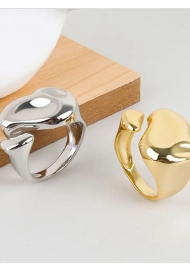 925 Ayar Gümüş Gold Renk Düzensiz Bohem Ayarlanabilir Tarz Yüzük