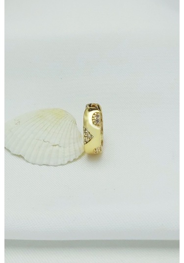 Caisyabutik Altın Kaplama Özel Seri Çelik Kıkırdak Küpesi 1,5 CM Altın