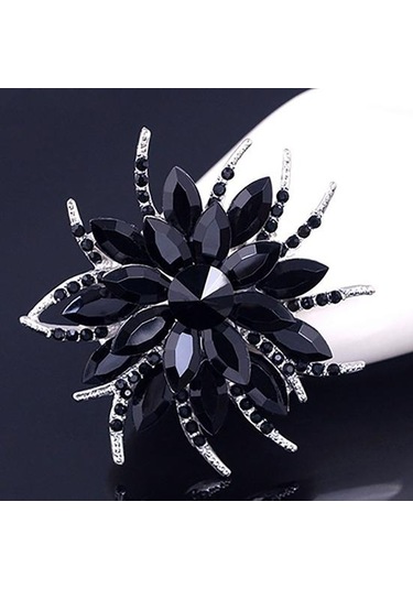 Çok Renkli Düğün Gelin Büyük Çiçek Parlak Rhinestone Bayan Eşarp Broş Pin Takı Dekor Çok Renkli