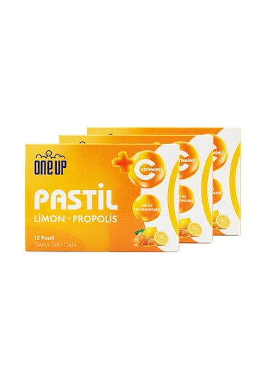 One Up Pastil Propolis + Limon 12 Pastil 3 Adet Ballı