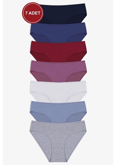 Kadın 7'li Likralı Külot Ko1007ktl Çok Renkli