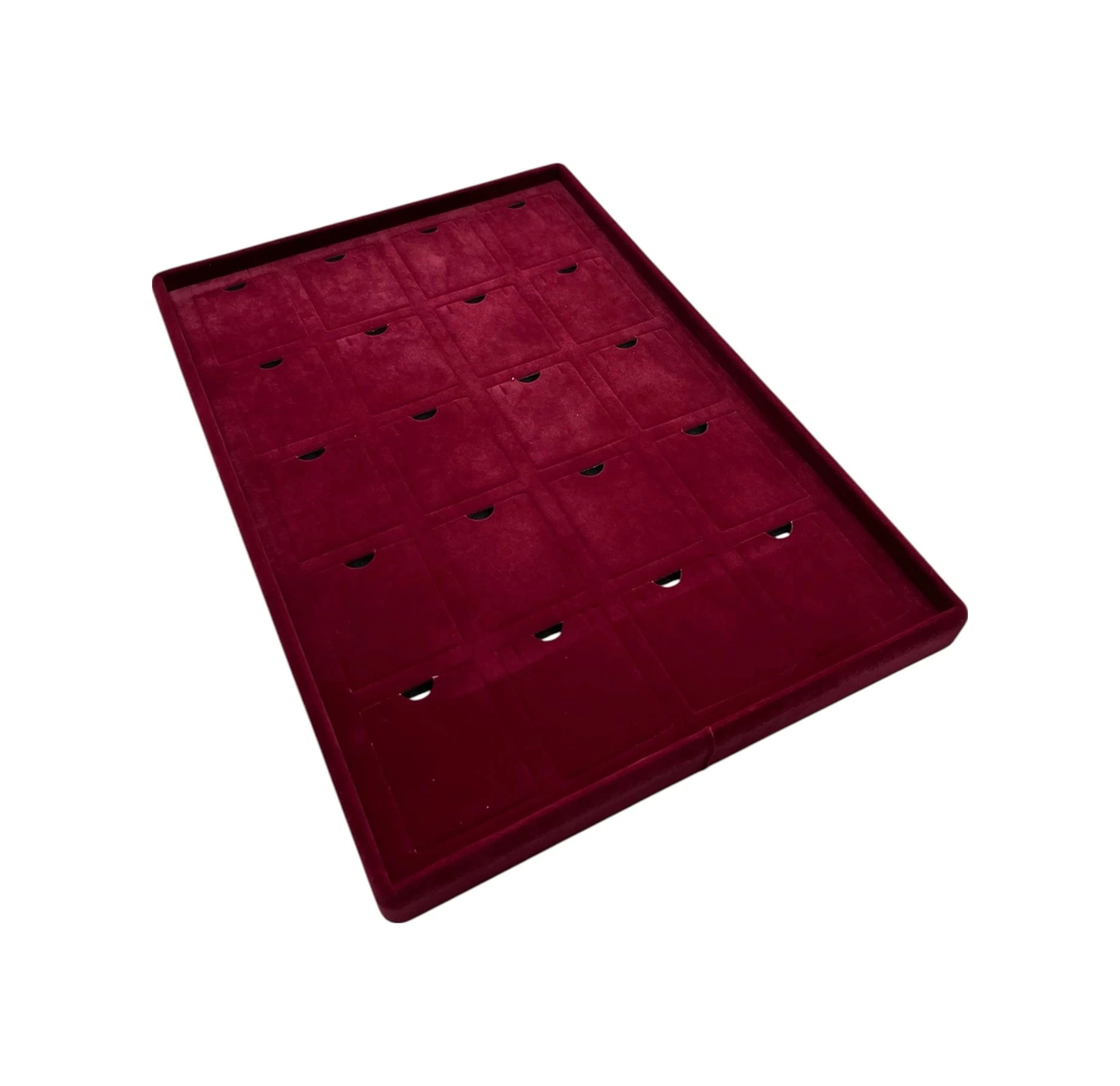 Dikine Süet Kumaş Bordo 34-24 Cm Ayaklı 20 Pedli Kolye Tabla Stand