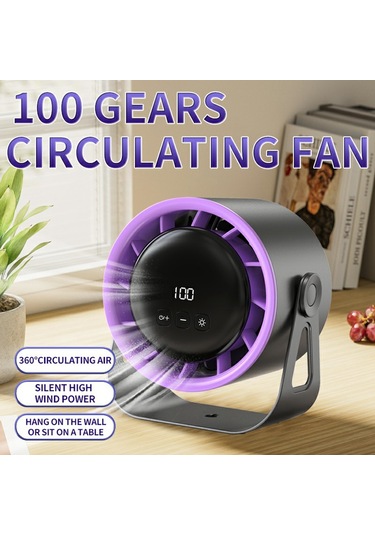 100 Hız Ayarlanabilir Masa Vantilatörü Dijital Ekranlı Duvara Monte Ortam Işıklı Vantilatör Ce Sertifikalı - Beyaz Beyaz