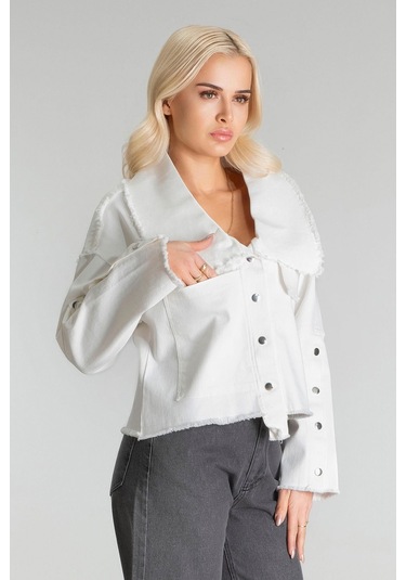 Kadın Power Likralı Pamuklu Kumaş Kol Ve Önü Çıt Çıtlı Pis Dikişli Mont Ekru