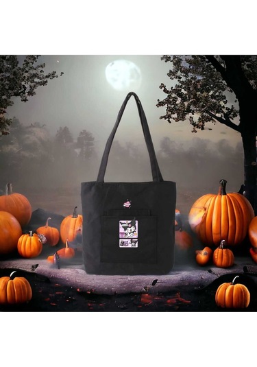 Kuromi Baskılı Çanta Ayakkabı Omuz Çanta Kombin Yapabilirsiniz Siyah