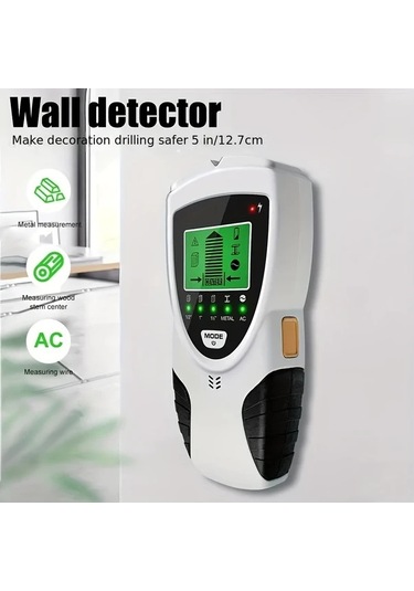 Chuangyinshop Beyaz 5'li 1 Multifonksiyonlu Duvar Dedektörü Lcd Ekran Sesli Alarm Metal Ahşap Dedektörü