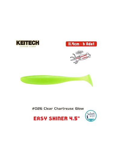 Keitech Easy Shiner 11.4cm 4.5" 026 Clear Chartreuse Glow Kokulu Silikon Balık