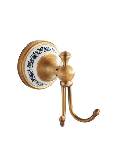Reedark Duvar Tipi Porselen Desenli Antik Bakır Banyo Havluluk Kanca, Rust-önleyici Duvar Takımı Aksesuarı Beyaz - Mavi