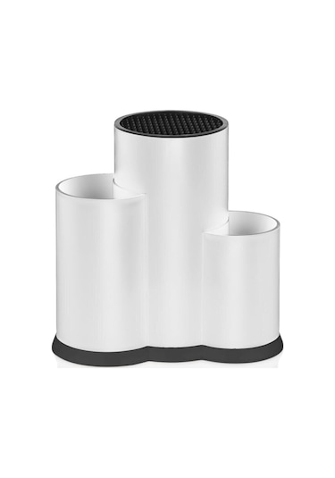 Bayev Rita Beyaz Tezgah Üstü Bölmeli Kaşık Bıçak Standı - Kaşıklık Bıçaklık Düzenleyici Organizer