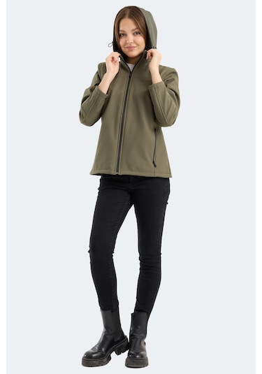 Slazenger Heat Control Kadın Çıkarılabilir Kapüşonlu Haki Mont & Kaban Haki
