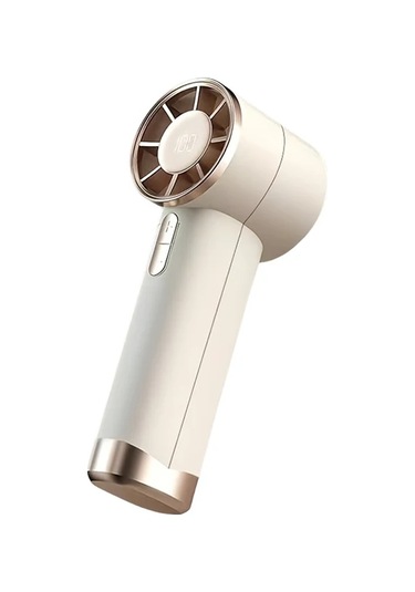 Mini Taşınabilir El Fanı 100 Hızı Turbo Masaüstü Fan Led Ekran İle Usb Pil Sey Whıte