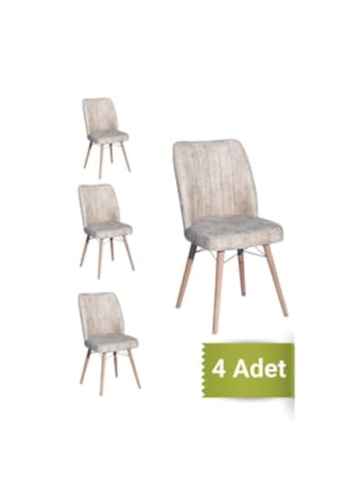 Avenza Living Kare Gold Mutfak Sandalyesi 4 Adet Krem