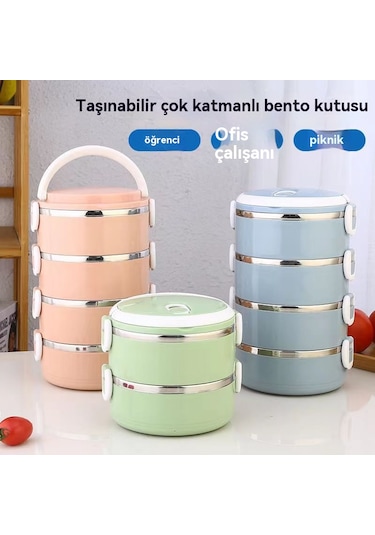 3 Parçalı Öğle Yemeği Kutusu Gıda Termosu Saklama Kabı Termos Kut