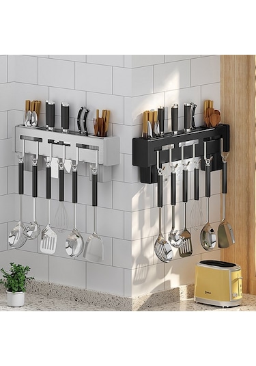 Sones Mutfak Duvara Monte Raf Delme Çubukları Tutucu, Renk: Fırçalanmış 40cm