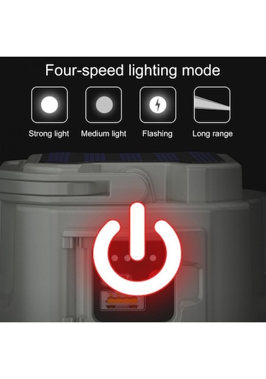 Cbtx C52 Çok Fonksiyonlu El Feneri Güneş Enerjisi Kamp Işığı Zumlanabilir Ipx6 Usb Çıkışlı Su Geçirmez Çadır Lambası, Gösterge Sarı