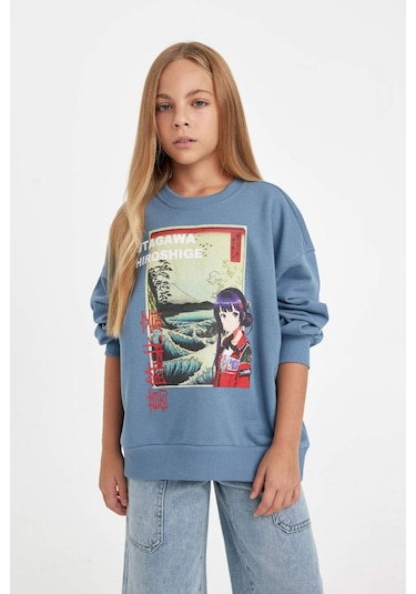 Defacto Kız Çocuk Hatsune Miku Relax Fit Bisiklet Yaka İçi Yumuşak Tüylü Sweatshirt D1120a824auın242 İndigo Defacto Kız Çocuk Hatsune Miku Relax Fit Bisiklet Yaka İçi Yumuşak Tüylü Sweatshirt D1120a824auın242 İndigo
