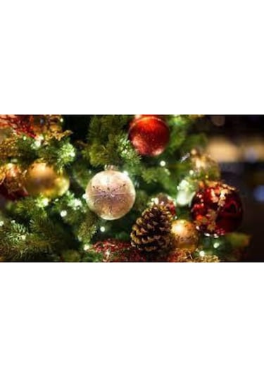 Bol Süslü 180 Cm Uzun Gerçek Gibi Yeşil Gür Yılbaşı Çam Ağacı