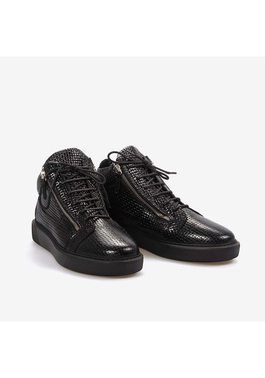 Mocassini Hakiki Deri Erkek Siyah Bot S5 Siyah Örgü