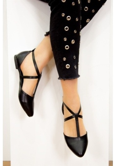 Fox Shoes Siyah Kadın Babet D726537309