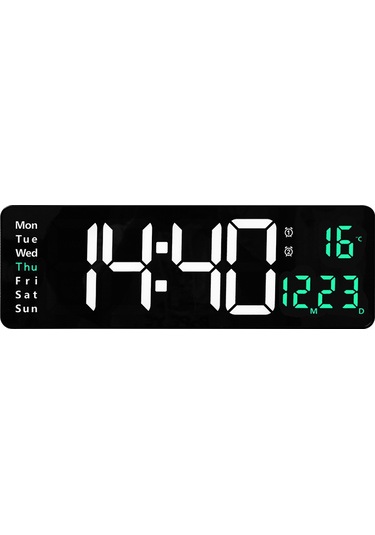 Xindoker 16 İnç Büyük Ekranlı Led Duvar Saati, Koyu Mavi, Uzaktan Kumanda Ve Düğme Pil Dahil, Modern Salon Dekoru, Kolay Kullanım Camgöbeği