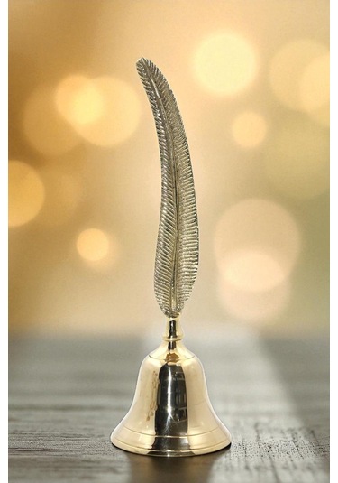 Antik Görünümlü Dekoratif Retro El Çanı Tüy Kalem Görünümlü