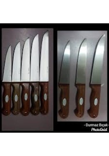 Durmaz Paslanmaz Çelik Ahşap Saplı Bıçak Seti 5'li 1 Adet