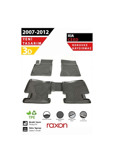 Kia Ceed 2007-2012 3d Havuzlu Paspas Tam Uyumlu Su Geçirmez, Kaymaz