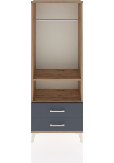 Arges Dolap 2 Raflı 2 Çekmeceli Tek Askılı 60x30x163 Çam-antrasit Atlas Çam