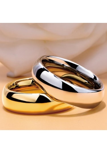 Altın Basit Pürüzsüz 4mm Ark Çelik Yüzük Paslanmaz Çelik Çift Yüzük El Takı 11 Altın