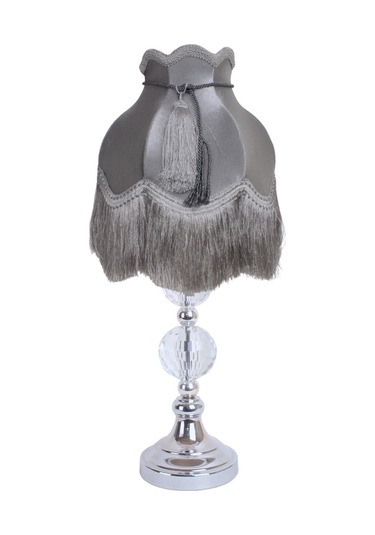 Gri Renk Kadife Abajur Yatak Odası Gümüş Kristal Ayak Vintage Ab0 Diğer