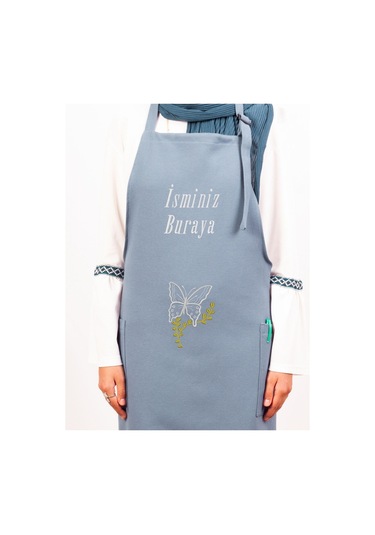 Mutfak Önlüğü Kişiye Ve İsme Özel Nakışlı Mutfak Önlüğü Kelebek01 Farklı Renkler Mavi
