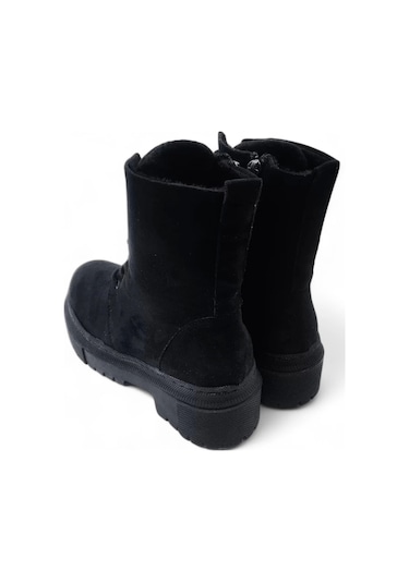 Kayles Siyah Süet Rahat Kadın Bağcıklı Bot Siyah