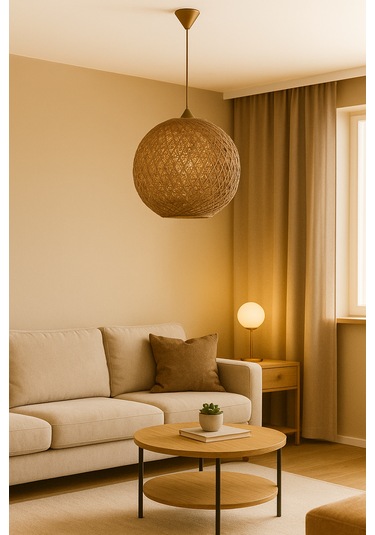 Efect Home Design Bohem,rustik,modern,jüt,doğal,hasır,el Yapımı Sarkıt Avize Ceviz