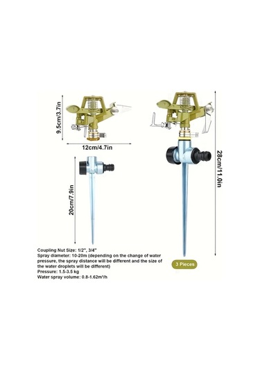 Elmpaly 1 Adet 360 Derece Dönen Çinko Alaşım Sulama Fıskiyesi Dayanıklı Bahçe Spreye