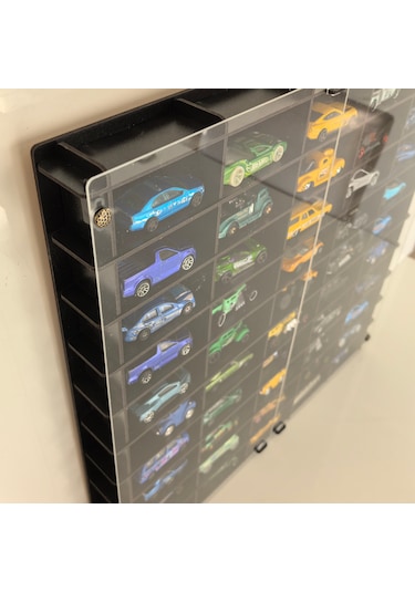 Pleksi Kapak 1/64 Hot Wheels Uyumlu 50 Araç Oyuncak Araba Rafı
