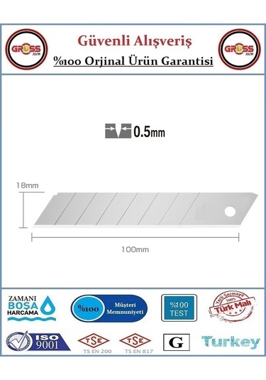 Maket Bıçağı Yedek Ağzı - Büyük Maket Yedek Ucu - 10 Adet