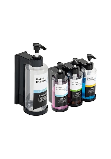 3pcs-amber-duş Şampuan Dispenseri Seti 3x300ml Duvara Monte Pompa Şampuan Kremi Vücut Konteyner Dispenseri Tutucu İle