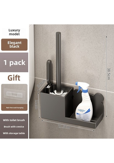 Yunboo Duvar Montajlı Tuvalet Fırçası Tutucu, Delme Yok, Sıfır Ölçek Temizliği, Sıralama Bölgesi, Sert Plastik, Siyah Tekli Paket Diğer
