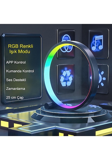 Hymark 10 İnç Akıllı Rgb Masaüstü Müzik Ritim Gece Lambası 25cm A