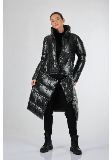 Rugu Siyah Kadın Mont Tr8208 S 001