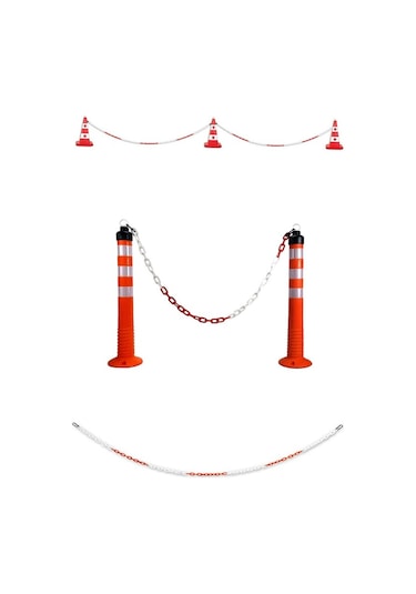 Mfk 8 Mm Plastik Zincir 1 Metre Kırmızı Beyaz Renk