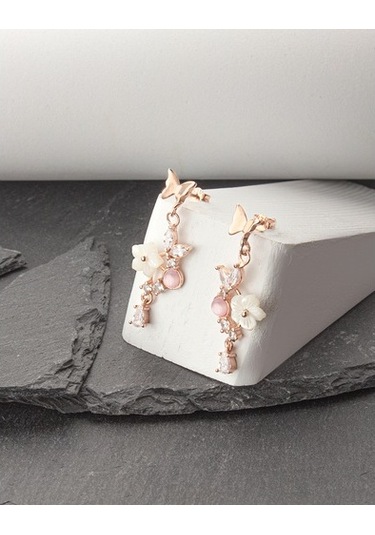 925 Ayar Gümüş Kelebek Bahçesi Kolye Küpe Set