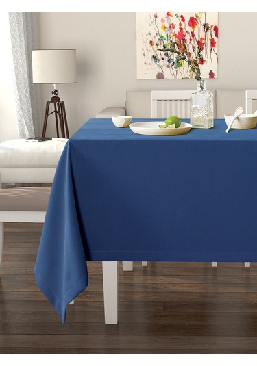 Körfez Mavisi Masa Örtüsü Kadife Dokulu Leke Tutmaz Körfez Mavisi