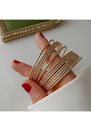Lente Aksesuar Xuping Gold Kesme Model Ajda Bilezik 3'lü Set Altın - Gold