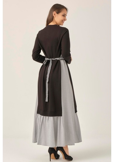 Kadın Siyah Toka Detaylı Maxi Boy Elbise Dm91006 Siyah